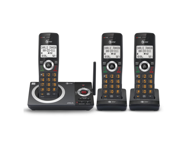 CL82319 DECT 6.0 3-Handset Cordless Phone for Home with Answering Machine, Call Blocking, Caller ID Announcer, Intercom and Long Range, Black