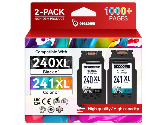 240XL 241XL Ink Cartridges Compatible for Canon 240XL 241XL Combo Pack High Yield Compatible for Canon Ink 240 241 fit for PIXMA MG3620 MG3600...
