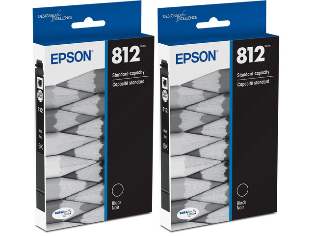 T812 DURABrite Ultra Ink Standard Capacity Black Cartridge (T812120-S) for Select Workforce Pro Printers (Pack of 2)