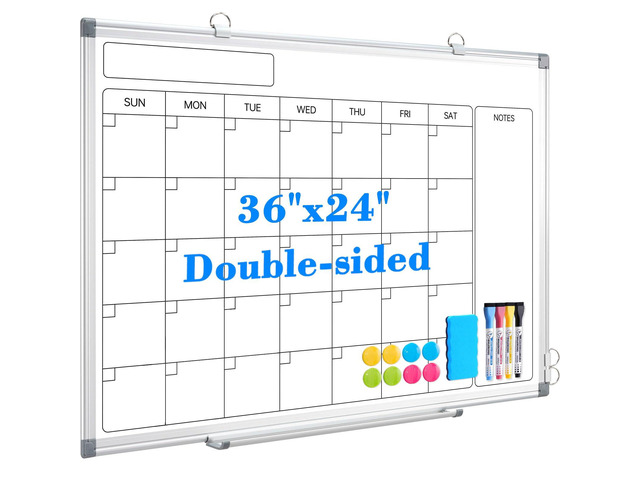 Whiteboard Calendar 36x24 Magnetic Dry Erase Board for Wall Monthly Magnetic Calendar, 11-Layer, Wall Mount Hanging, Office Home School, Easy Clean...