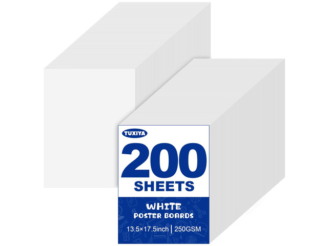 200 Pack White Poster Board,13.5' x 17.5' White Poster Paper Bulk 250GSM/92LB Heavy-Weight Blank Poster Board for Arts,Craft,Projects...