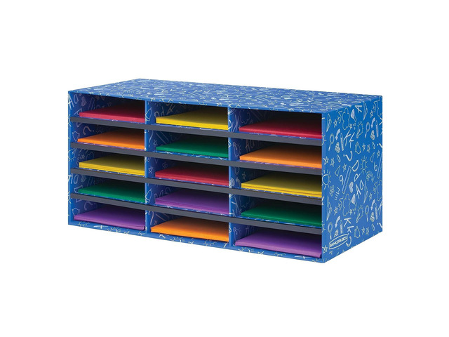 15-Compartment Literature Sorter, 28.5' x 12.375', Blue Turn paper piles into organized workflows with durable compartments that keep mail, forms,...