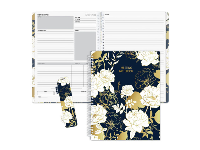 Half Meeting Half Note - 8.5'x11' Professional Notebooks for Work - 160 Pages, A4 Size Project Planner, Spiral Meeting Agenda/Minutes Organizer for...