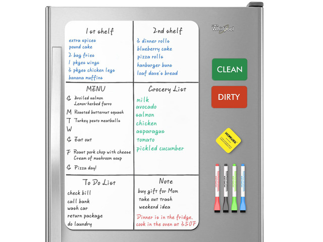 Magnetic Dry Erase Board: Large Fridge Whiteboard, Flexible Refrigerator Magnet White Board, Blank Writing Note Sheet with Dishwasher Magnet Clean...