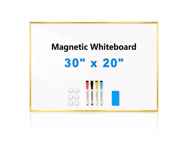 Large Magnetic Whiteboard, 30' x 20' Dry Erase White Board for Wall Gold Aluminum Frame, Easy to Write and Erase, Wall Mounted, Presentation Board,...