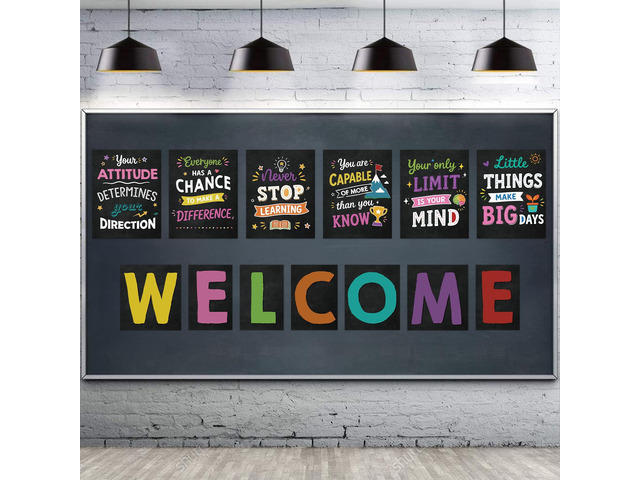 13 Pieces Motivational Posters for Classroom Decor Laminated Inspirational Poster Bulletin Board Sets Welcome Sign for Toddler School Essentials,...