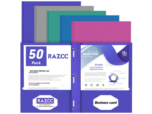 Two Pocket Folders, 50 Pack Two Pocket with Prongs, 3 Prong Pocket Folders Letter Size, Paper Folders with Prongs for School Office Home Business,...