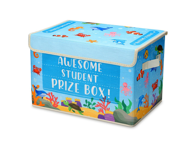Ocean Classroom Treasure Chest Box for Kid Prize with Lid Rewards Bin for Student Toy Prizes Awards, Collapsible Teacher Organizer, Kids Classroom...