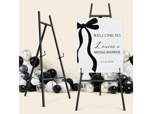 Black Easel Stand for Sign 2Pack, 4-Tier Metal Easel with Adjustable Chain Heavy Duty Art Easel for Painting, Wedding Sign, Party, Posters &...