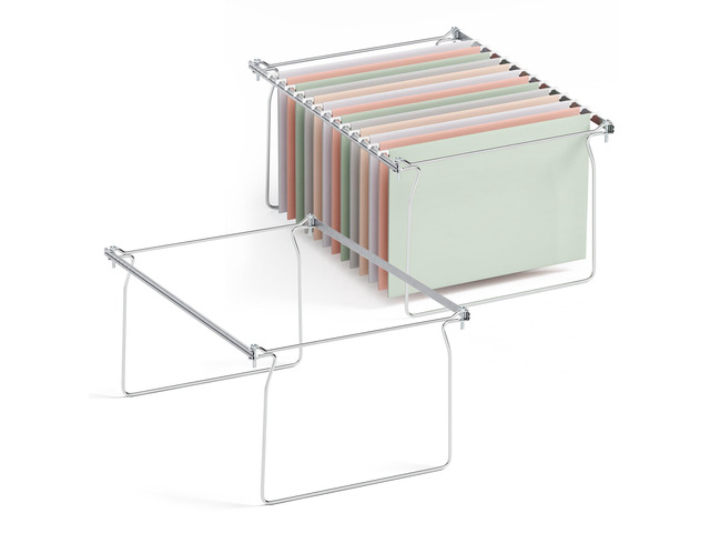 Hanging File Folder Frame, Letter Size File Drawer Organizer for Desks, Adjustable File Cabinet Rails 13.5 to 17.5 Inches, Set of 2