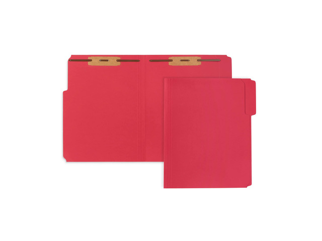 50 Red Fastener File Folders, Letter, 2 Prong Durable 11pt Red Paper, Letter Size, 1/3 Cut Reinforced Tabs, Bonded 2 Prong Fasteners, Medical, Law...