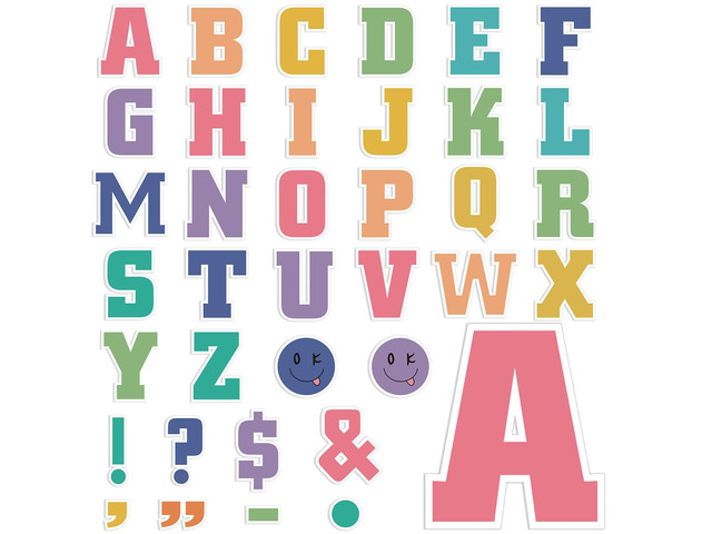 136 Pcs 12 in Extra Large Bulletin Board Letter Pastel Classroom Wall Decor Giant Alphabet Letter Cutout, Pastel Smile Face, Big Sticker,...