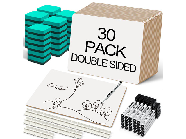 30 Pack Small White Boards, 9'x12' Double Sided Personal Dry Erase Boards Portable Handheld Whiteboards for Kids, Students, Teacher School, Include...