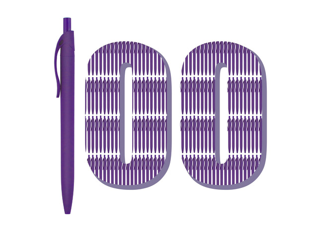 Pens Bulk, 100 Pack No Bleed Purple Barrel Click Pens, Wholesale Retractable Ballpoint Pens, Medium Point, Smooth Ink Pens, 1.0MM Black Ink