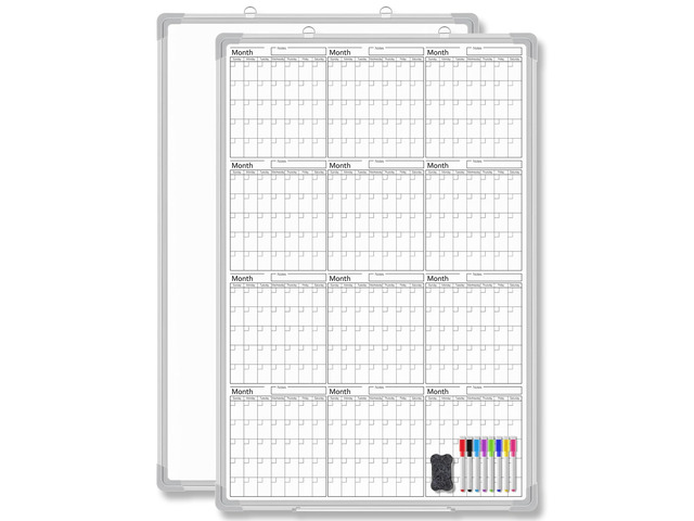 3 Month 36' x 24' Vertical Whiteboard Calendar Dry Erase for Wall Magnetic Planner for Fridge, Undated Planning, Aluminum Frame, Markers Included,...
