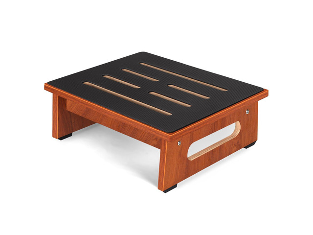 One Step Stool for Adults Seniors with Non-Slip Rubber Stepping Surface, Heavy Duty Platform Wooden Step Stool with 450 LBS Capacity Bed Steps for...