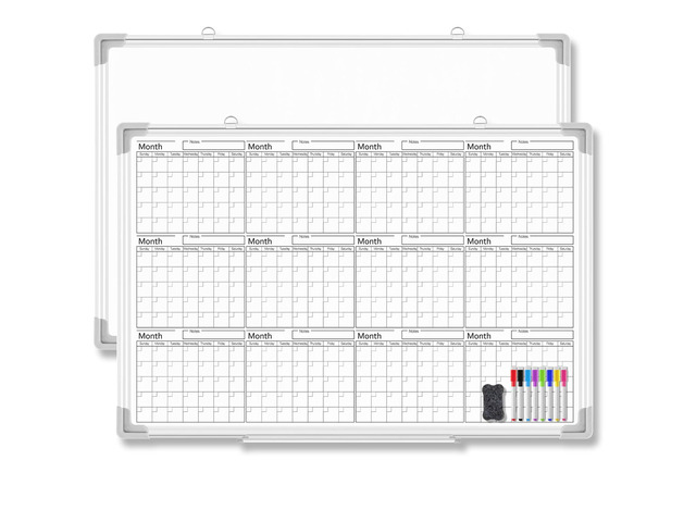 36' x 24' Magnetic Horizontal Yearly 12 Month Dry Erase Calendar for Wall 2026 Undated Dry Erase Wall Calendar Planner Aluminum Frame Whiteboard...