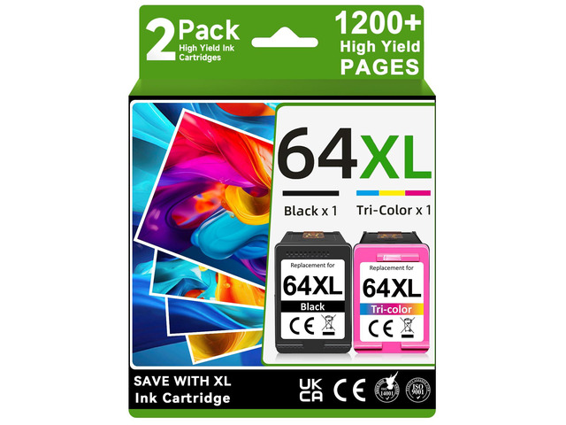 64XL Ink Cartridges Black and Color Compatible for HP 64XL Ink Cartridge Compatible for HP 64XL Ink Cartridge Combo Pack Compatible for HP 64 Ink...