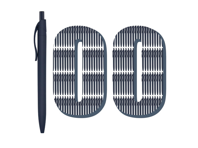 100 Pack No Bleed Blue Barrel Click Pens, Wholesale Retractable Ballpoint Pens, Medium Point, Smooth Ink, 1.0MM Black Ink