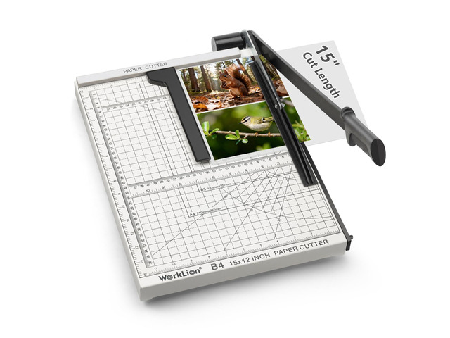15 inch Guillotine Paper Cutter: Precision Paper Trimmer with Safety Lock,15 Sheet Capacity, Thickened Metal Based Cutting Board for Crafting...
