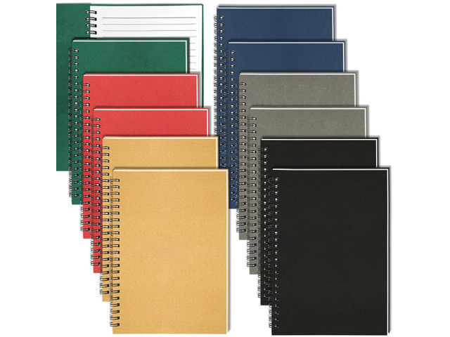 12Pack Spiral Notebook, 5.7x8.3 Small Notebook for Work 120 Page Note Pads Multipack Blank Kraft A5 College Ruled Notebook Journal Spiral Bound for...