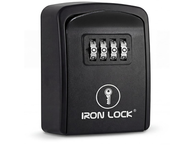 Small Wall Mount Key Lock Box for Keys Outside (Black) Combination Lock, Resettable 4-Digit Code, Screw-In Wall Mount, Weather-Resistant Metal,...