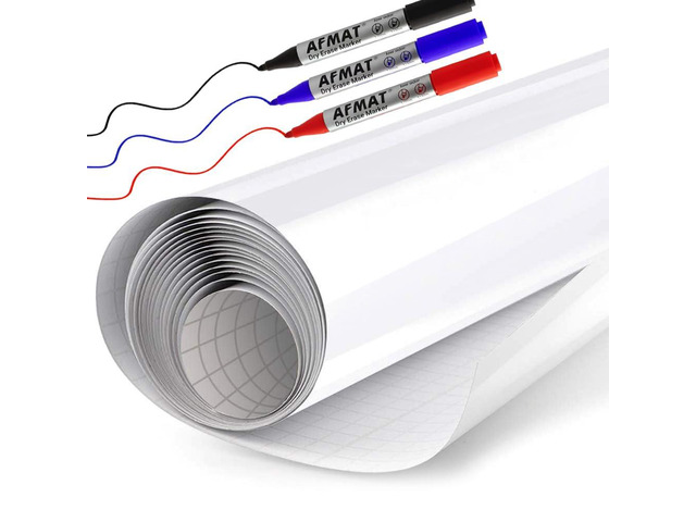 White Board Sticker for Wall, 1.44x11ft Peel and Stick Whiteboard Wallpaper, Stain-Proof & Super Sticky Dry Erase Wall Decal, Dry Erase Contact...