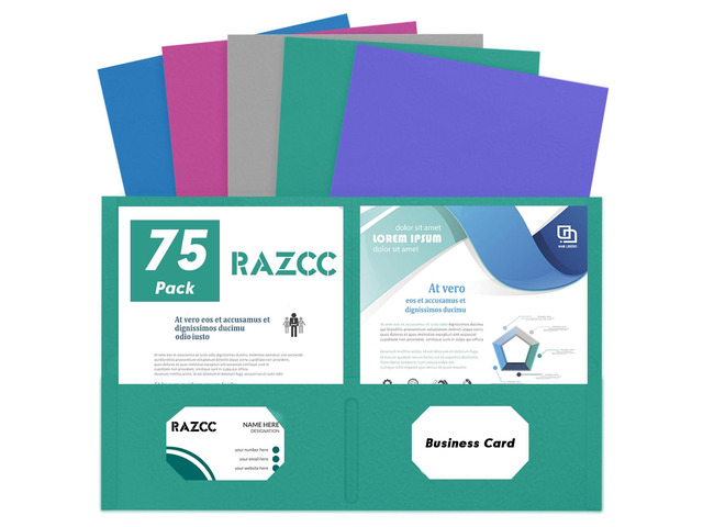 Two Pocket Folders, 75 Pack File Folders with Pockets Fit Letter Size Paper, Thick Paper File Folder for School Office Business Home, Assorted 5...