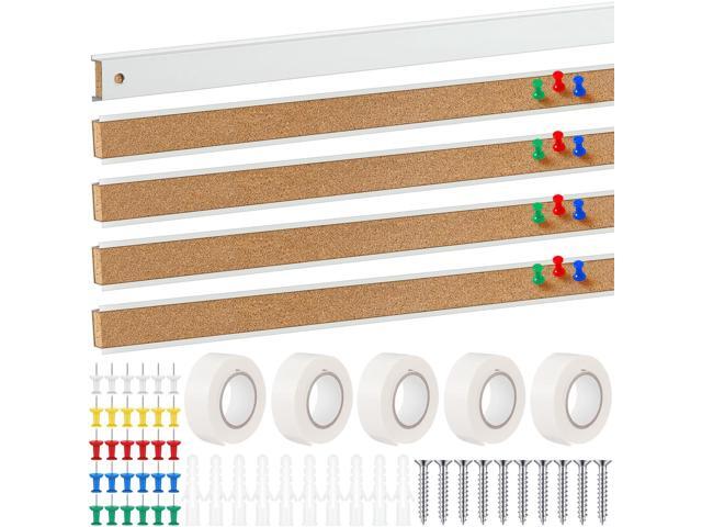 15 Pcs Cork Strips 36'x1' Bulletin Bar Strip, Aluminum Wall Trim Brown Cork Boards with Accessories, Notes Photos Memos Display, for Wall...