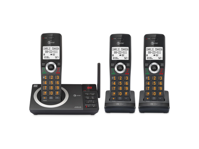 CL82318 3-Handset Expandable DECT 6.0 Cordless Phone, Charcoal Black Large Display, Big Buttons, Answering Machine, Smart Call Blocker, Long Range