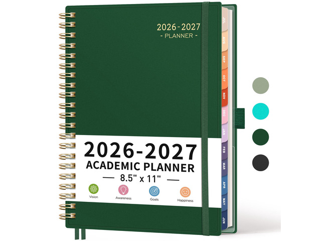 Academic Planner 2026-2027, Weekly and Monthly, A4 (8.5' x 11') July 2026 - June 2027, Calendar, Agenda, 12-Month Tabs, for Student, Teacher,...