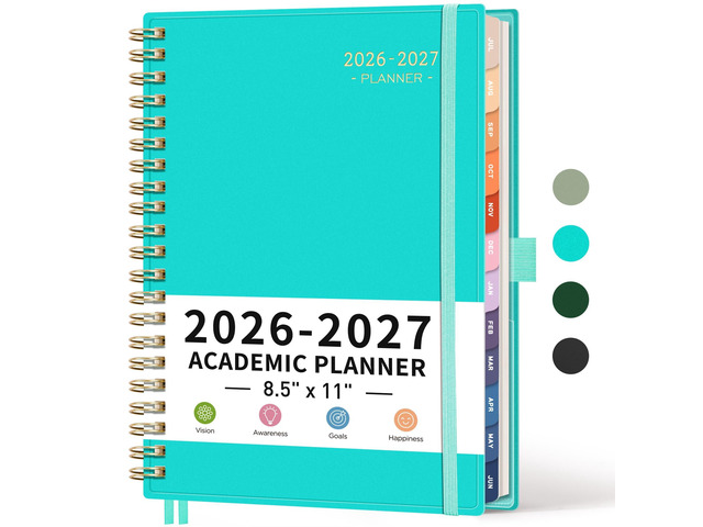 Academic Planner 2026-2027, Weekly and Monthly, A4 (8.5' x 11') July 2026 - June 2027, Calendar, Agenda, 12-Month Tabs, for Student, Teacher,...