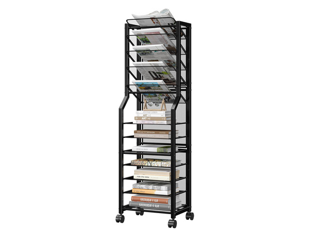 12 Tier Rolling File Cart, Desk File Organizer with Sliding Trays and Metal Mesh Paper Letter Storage Multi Functional Rolling Clutter Cart for...