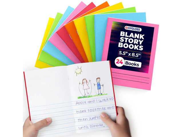 Half Blank Books for Kids to Write Stories & Illustrate Bulk 24 Pack 5.5' x 8.5' A5 Primary Journal for Grades K-2, Preschool/Kindergarten...