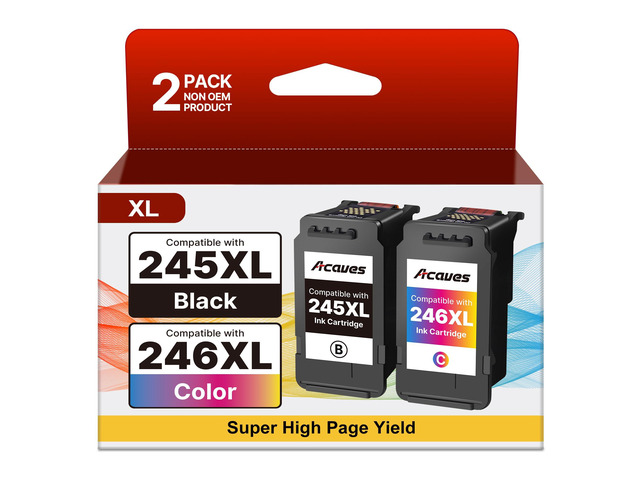 246XL 245XL Ink Cartridge Replacement for Canon Ink 245 and 246, 2 Pack for Canon Ink 245 and 246, Work for Pixma TS202 TS3122 TR4520 TR4522 IP2820...