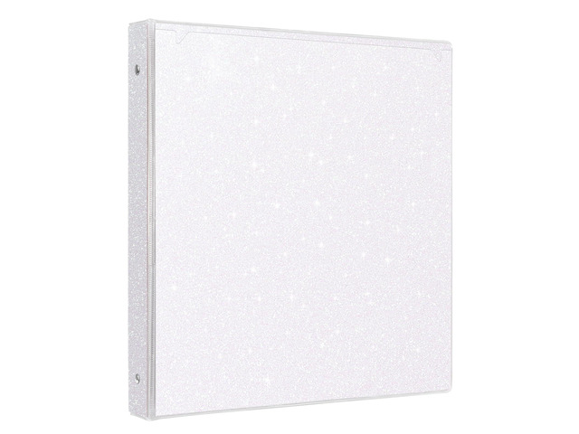 Glitter 3 Ring Binder 1 Inch, Sparkle Binder with 2 Pockets, Fashion Design for School Office Supplies, White