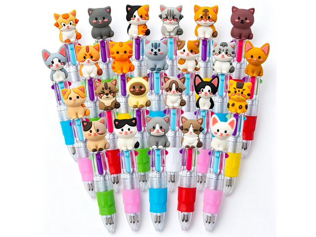 24PCS Cat 4-in-1 Multicolor Pens, Cute Pens for Kids Party Favors Kawaii Ballpoint Pens, Cute Birthday Gifts, Classroom Rewards, Fun Party Supplies...