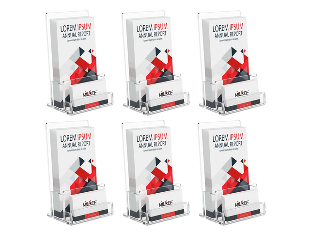 6 Packs Acrylic Brochure Holder 4, Pamphlet Flyer Display Stand 3mm thick acrylic stand combining brochure holder and business card slot, stable...