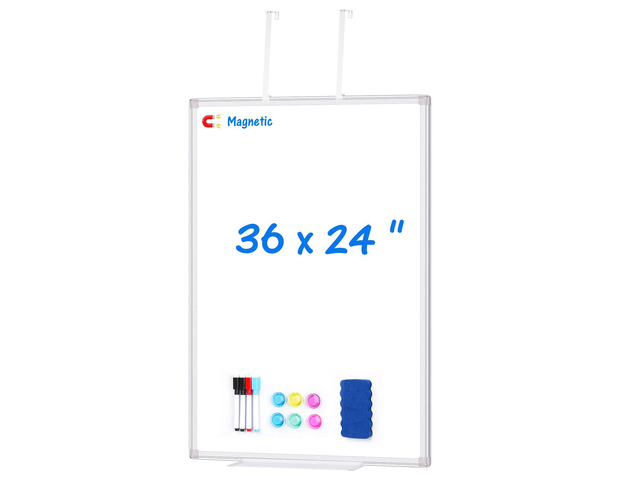Magnetic Dry Erase Board for Door 36 x 24 in No-Drill Adjustable Long Arm Hook Mount, Portable Hanging Whiteboard For Home, Dorm, Office, Cubicle...
