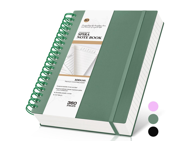 Spiral Notebook Journal, 360 Pages College Ruled Notebooks, Lined Thick Journals for Women Men,B5 Big Spiral Notebooks with 100GSM Paper, Spiral...