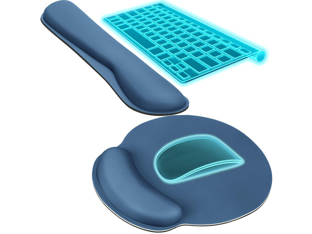Keyboard Wrist Rest & Mouse Pad with Wrist Rest, Navy Blue Memory Foam Wrist Support, Ergonomic Design, Non-Slip Base, Office and Home Use