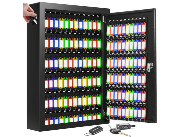 150 Keys Cabinet Organizer Wall Mount with Anti-Theft Deposit Key Slot Heavy Duty Key Lock Box with Key Hooks & 150 Tags Key Labels Large Key Box...