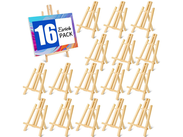 16 Pack 11.8' Wood Easels, Tabletop Easel for Painting Painting Party, Displaying Canvas, Kids Student Table School Desktop, Portable Canvas Photo...