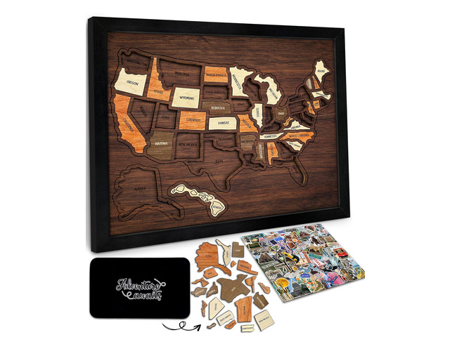 USA Travel Map, 13x11, Wooden USA Map Puzzle, Perfect For Couples and Families Gift