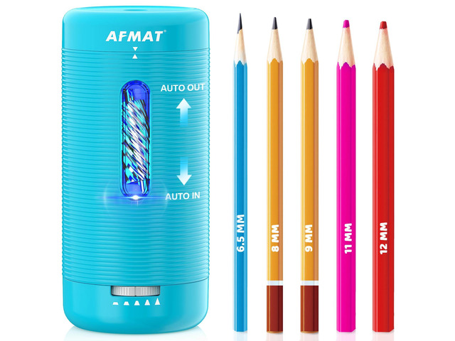 Electric Pencil Sharpener, Fully Automatic Pencil Sharpener, Auto in & Out, Rechargeable Hands-Free Sharpeners for Jumbo & Colored Pencils...