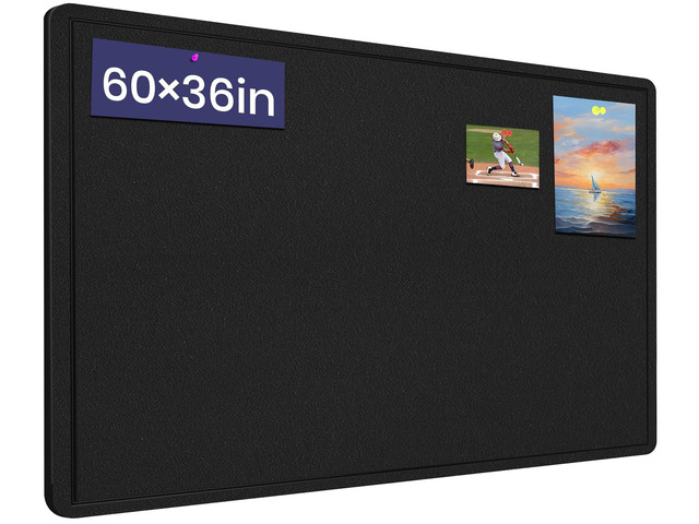 Large Bulletin Board 60' x 36' Felt Cork Board - Decor Pin Board, Black Cork Board Alternative for Wall, Foldable Self-Adhesive Vision Board Prayer...