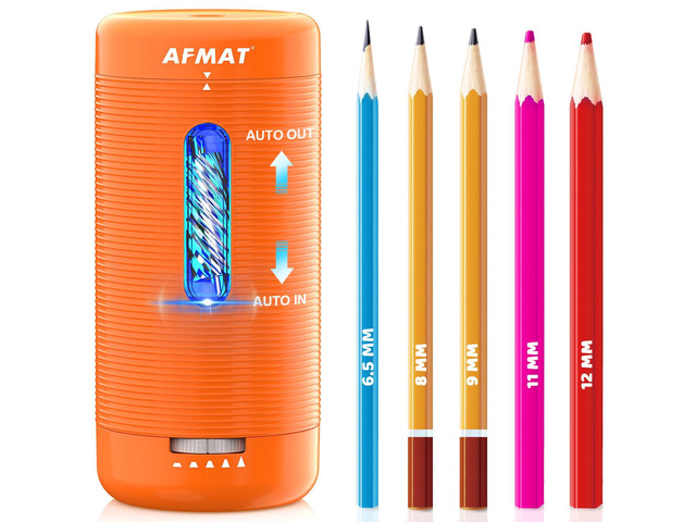 Electric Pencil Sharpener, Fully Automatic Pencil Sharpener, Auto in & Out, Rechargeable Hands-Free Sharpeners for Jumbo & Colored Pencils...
