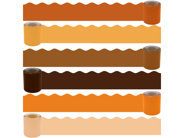 Fall Bulletin Board Borders Decorations Set - 6 Rolls 216ft Colorful Fall Borders Scalloped Trim for Thanksgiving Back to School Supplies, School...