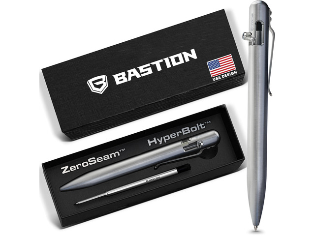 Bolt Action Pen, Titanium Silver, HyperBolt & ZeroSeam EDC Pen, Refillable Titanium Writing Pen, Premium Graduation Gift, Flagship Executive Pocket...
