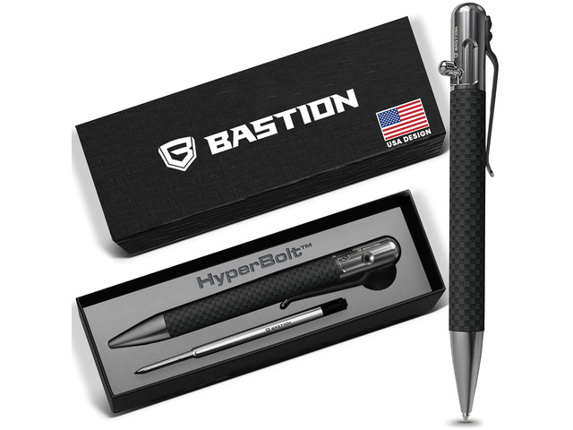 Bolt Action Pen, Carbon Fiber & Stainless Steel, HyperBolt EDC Pen, Refillable Lightweight Writing Pen, Premium Graduation Gift, Executive Pocket Pen